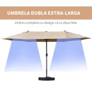 Umbrela dubla de Gradina 460x270cm Deschidere cu Manivela, Baza Transversala si Balast, Otel si Poliester Kaki - Img 3