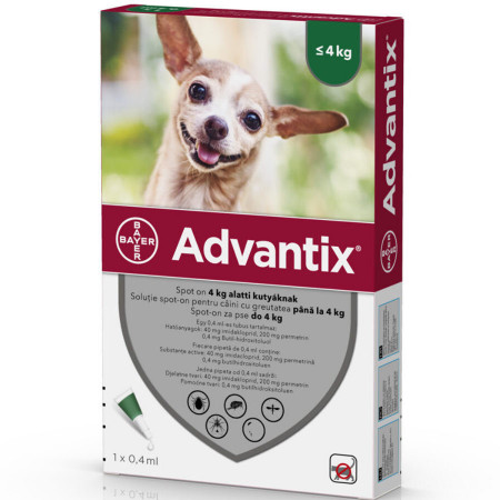 1x Advantix <4kg pipeta antiparazitara caini