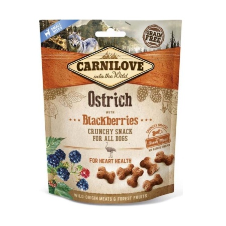 Recompense caini Carnilove Crunchy Snack Ostrich With Blackberries 200g