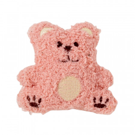 Jucarie PP catnip pentru pisici - Urs pufos roz 10cm