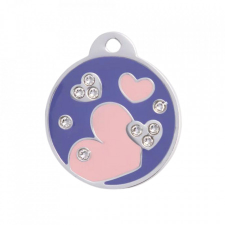 Medalion personalizat Banut Inima Print Swarovski, gravare inclusa