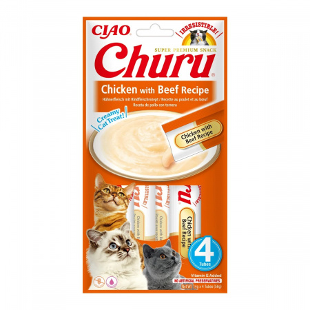 Recompense pentru pisici Churu Cat Chicken & Beef 14g x 4 tubes