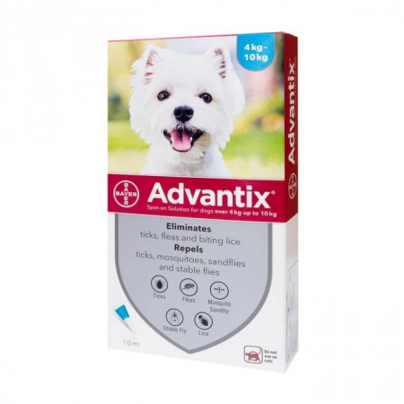 4x Advantix 4-10kg pipete antiparazitare caini