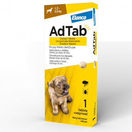 Comprimat Adtab caini 1.3 - 2.5kg deparazitare externa 56mg