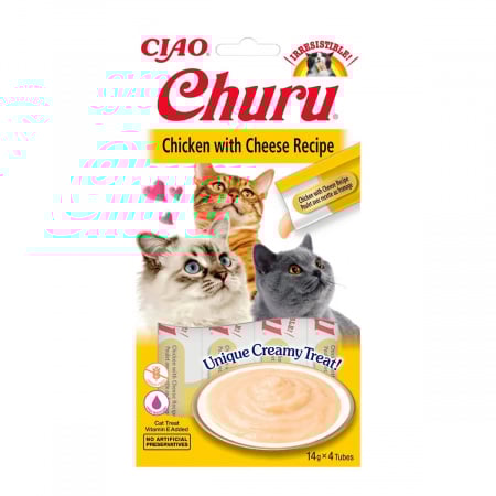 Recompense pentru pisici Churu Cat Chicken & Cheese Creamy 14g x 4 tubes