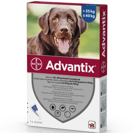 1x Advantix 25-40kg pipeta antiparazitara caini