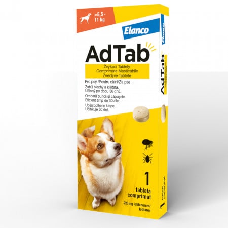 Comprimat Adtab caini 5.5 - 11kg deparazitare externa 225mg