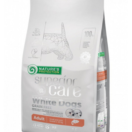 Natures Protection Superior Care White Dogs Grain Free Salmon Adult Small&Mini Breeds 1.5 Kg