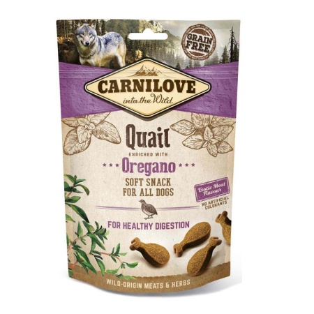 Recompense caini Carnilove Semi Moist Snack Quail with Oregano 200g