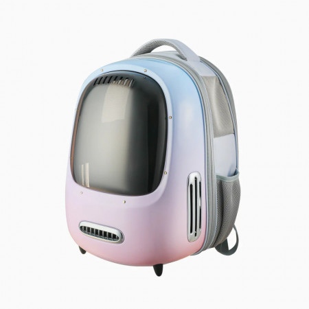 Rucsac Petkit Breezy Dome 2 cu hublou, ventilator si lumina, degrade roz-albastru