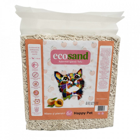 Nisip tofu pisici Ecosand miere si piersici 6L