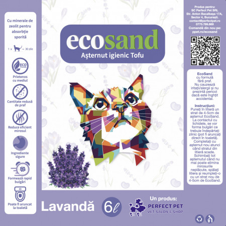 PROMO LIVRARE Nisip tofu pisici Ecosand lavanda 6L