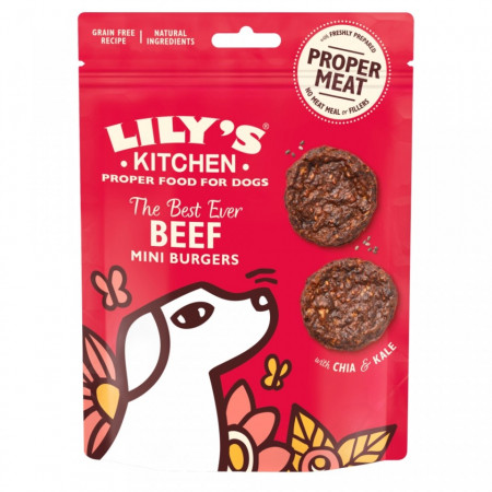 Recompense pentru caini Lily's Kitchen The Best Ever Beef Mini Burgers 70g
