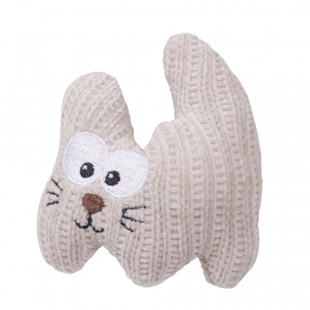 Jucarie PP catnip pentru pisici - Pisica bej crosetata 12cm