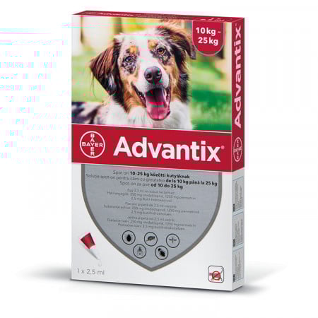 1x Advantix 10-25kg pipeta antiparazitara caini