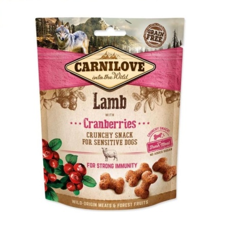 Recompense caini Carnilove Crunchy Snack Lamb with Cranberries 200g