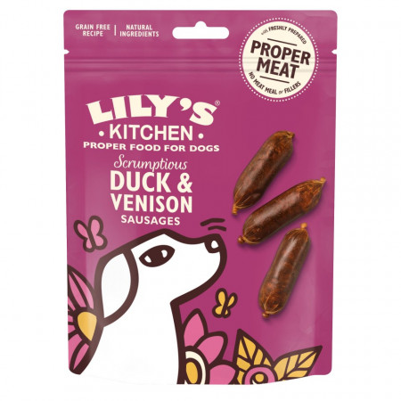 Recompense pentru caini Lily's Kitchen Scrumptious Duck and Venison Sausages 70g