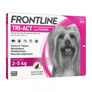 1x Frontline Tri-Act XS caini 2-5kg pipeta antiparazitara caini