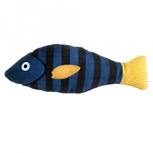 Jucarie PP catnip pentru pisici - Peste dungi navy 20cm