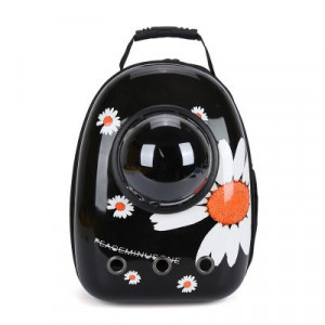 Rucsac hublou transport pisici oval negru print floare