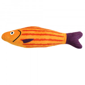 Jucarie PP catnip pentru pisici - Peste portocaliu dungi 22cm