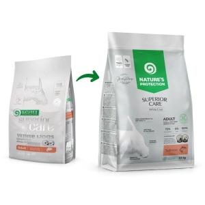 Natures Protection Superior Care White Dogs Grain Free Salmon Adult Small&Mini Breeds 1.5 Kg