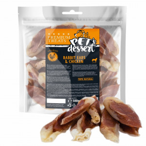Recompense PET'S DESSERT RABBIT EARS & CHICKEN - 500 GR
