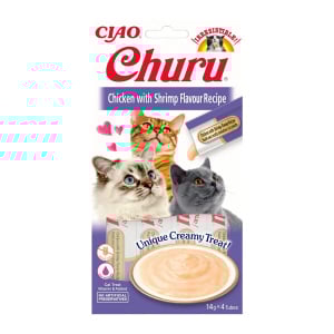 Recompense pentru pisici Churu Cat Chicken & Shrimp 14g x 4 tubes