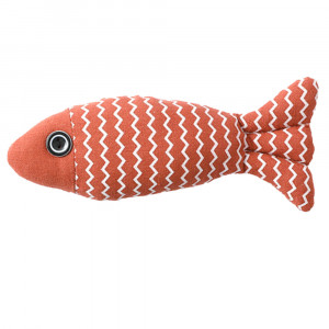 Jucarie PP catnip pentru pisici - Peste portocaliu zig-zag 21cm
