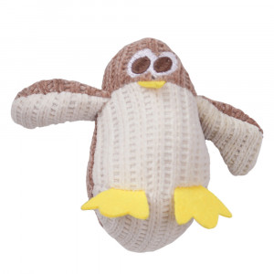 Jucarie PP catnip pentru pisici - Pinguin maro crosetat 18cm