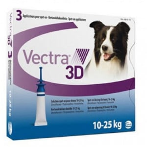 3x Vectra 3D 10-25kg pipete antiparazitare pentru caini
