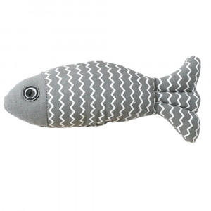 Jucarie PP catnip pentru pisici - Peste gri zig-zag 21cm