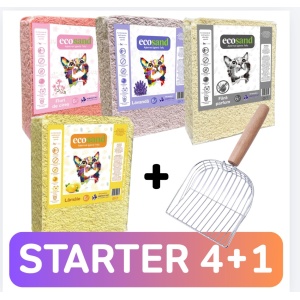 Pachet STARTER - 4 pungi Nisip tofu Ecosand + lopatica