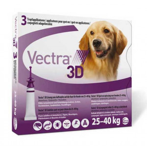 3x Vectra 3D 25-40kg pipete antiparazitare pentru caini