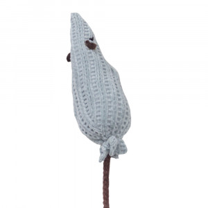 Jucarie PP catnip pentru pisici - Soricel bleu crosetat 23cm
