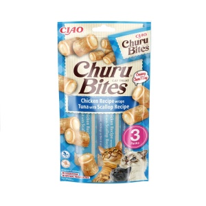 Recompense pentru pisici Churu Cat Bites Chicken & Tuna & Scallop 10g x 3packs