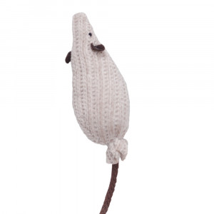 Jucarie PP catnip pentru pisici - Soricel bej crosetat 23cm