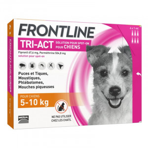 1x Frontline Tri-Act S 5-10kg pipeta antiparazitara pentru caini