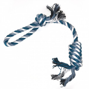 Jucarie pentru caini - Nod lung sfoara cu maner 37cm