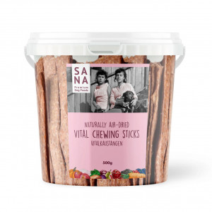 SANADOG Recompense caini dentare - Vital Chewing Sticks cu piele de vita, pui, canepa si iaurt 500g - Img 1