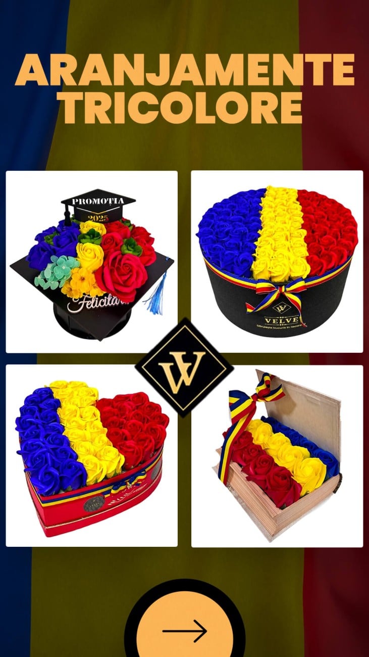 Cadouri de absolvire 2026 cu aranjamente florale tricolore Velve