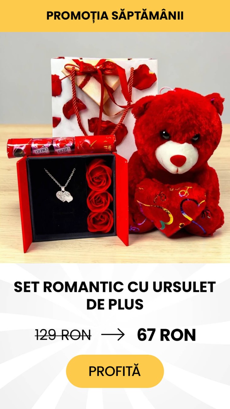 promotie reducere de pret Set romantic cu ursulet de plus rosu