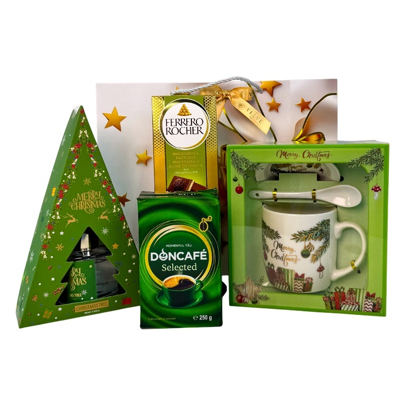 Pachet Christmas Delight, cu odorizant de camera, cafea Doncafe