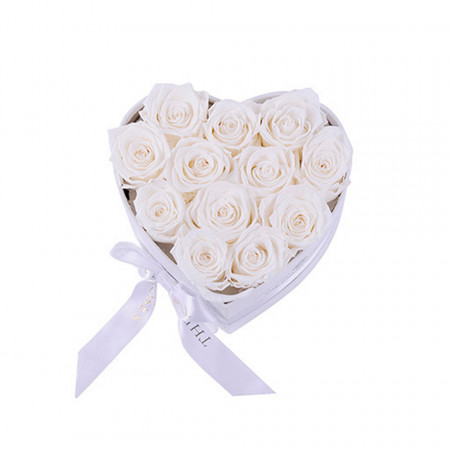 Aranjament floral inima cu trandafiri de sapun Special S, alb