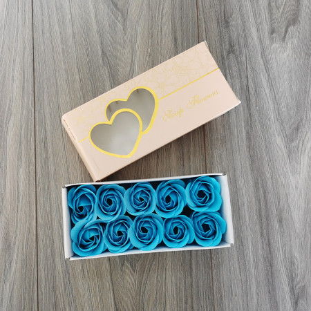 Cutie cadou 2Hearts cu 10 trandafiri de sapun, blue