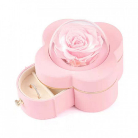 Cutie de bijuterii One Rose cu trandafir criogenate, roz