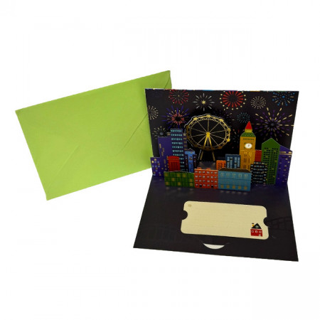 Felicitare Pop-Up de Primavara "London", cu plic inclus - 18 x 13 cm