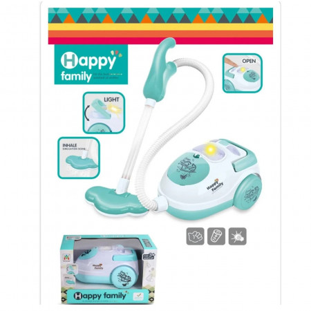 Jucarie Aspirator Happy Family cu sunete si lumini, turcoaz