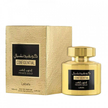 Parfum arabesc Lattafa Confidential Private Gold Apa de Parfum, Femei, 100ml