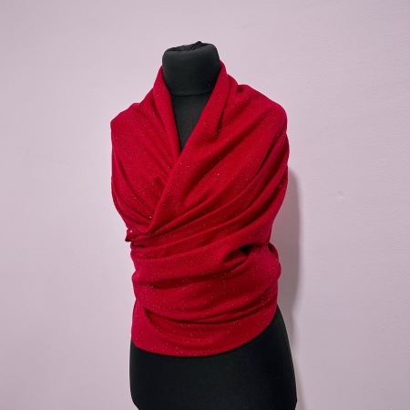Sal lung tip esarfa Serene Luxe, cu lurex si casmir, Rosu, 200x70 cm